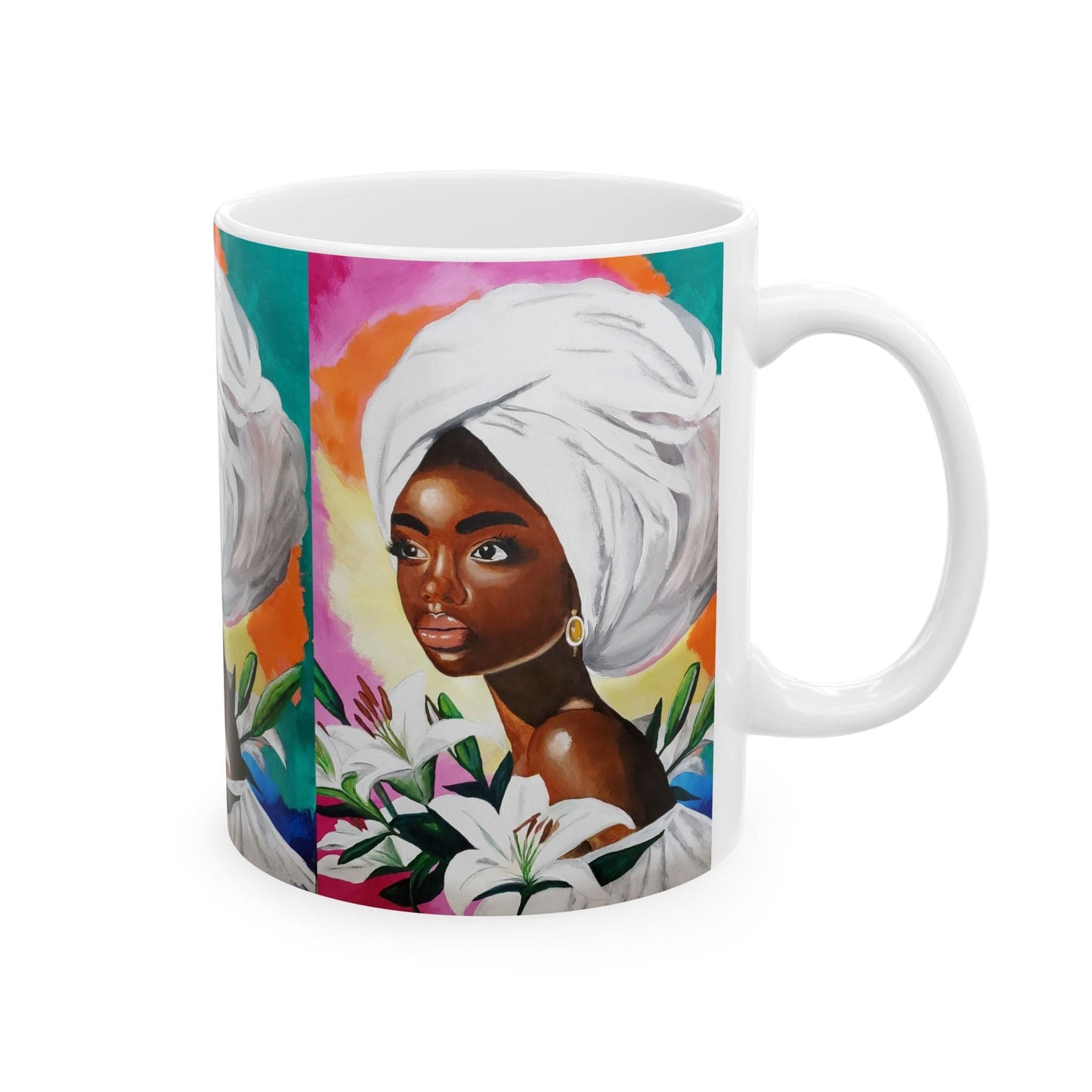 "Sufficient" Elegant African American Woman Ceramic Mug - Perfect for Tea & Coffee Lovers
