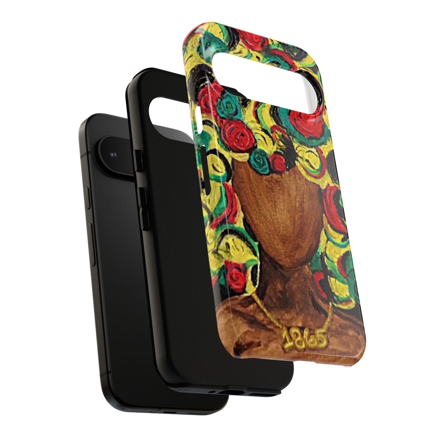 Artistic Phone Case with Colorful Floral Design | Tough Cases, Unique Gifts, Afrocentric Designs, Fashion Accessories, Phone Protection