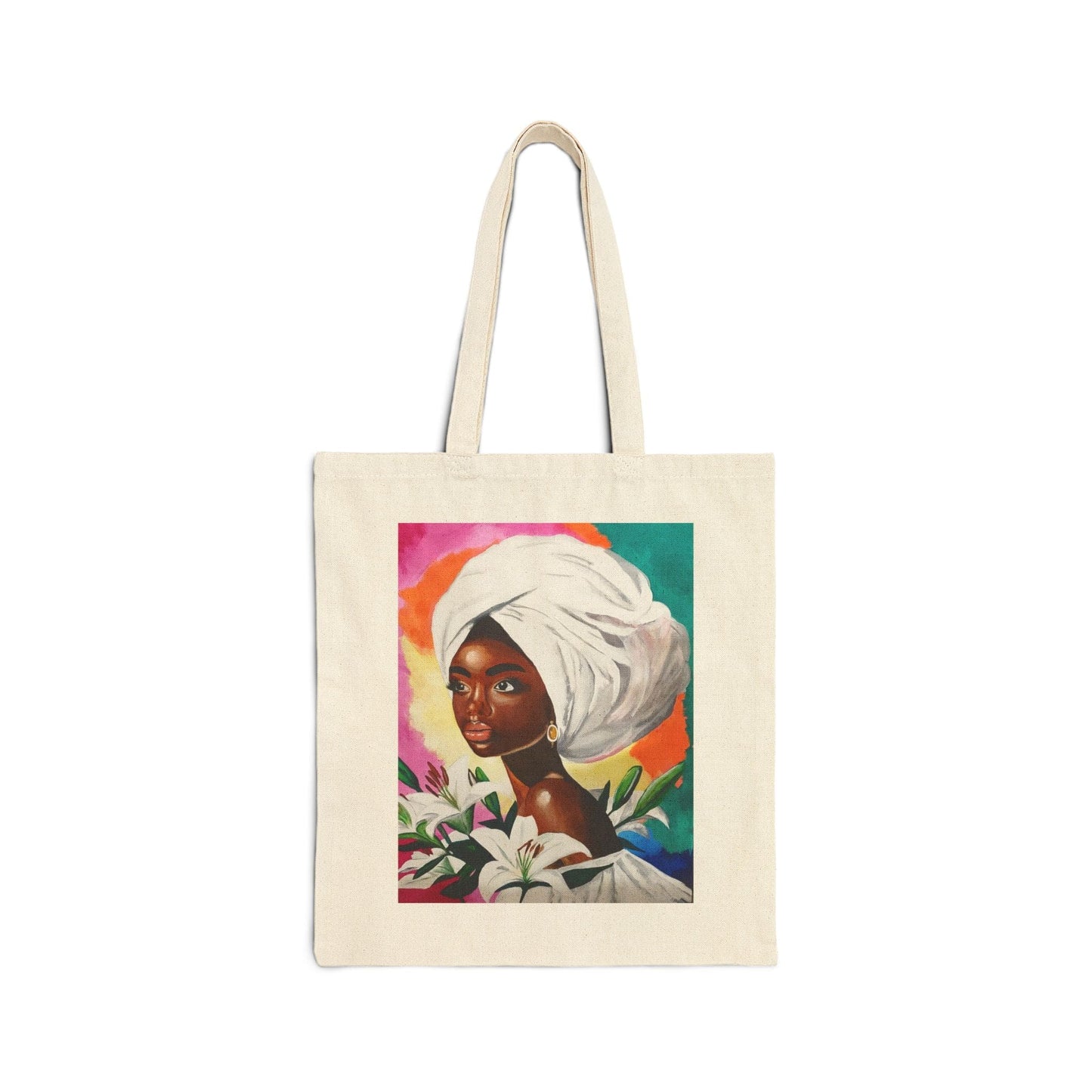 "Sufficient" Art Tote Bag - Black Woman with Flowers Design