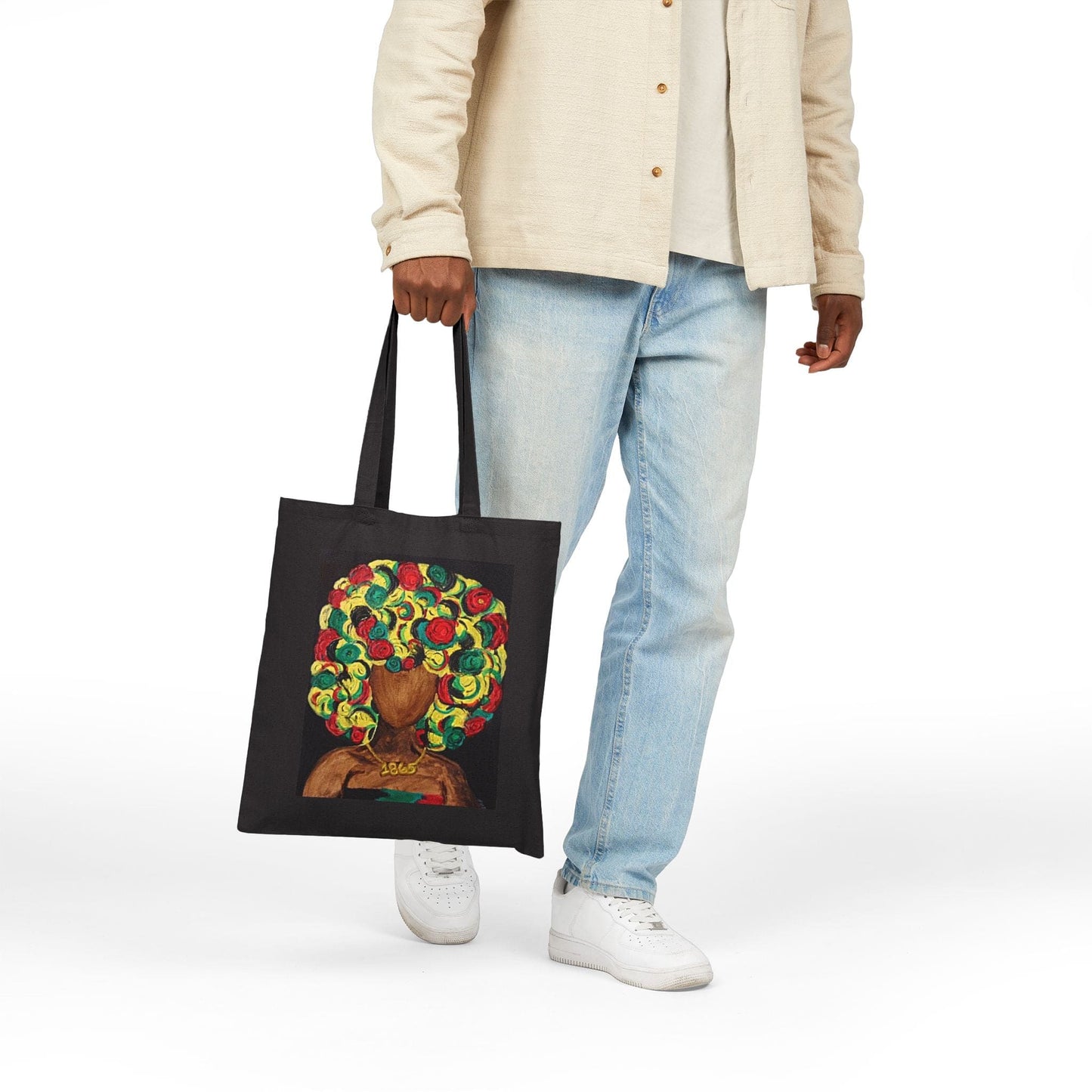 "1865" Eco-Friendly Cotton Canvas Tote Bag - Colorful Art Design for Everyday Use