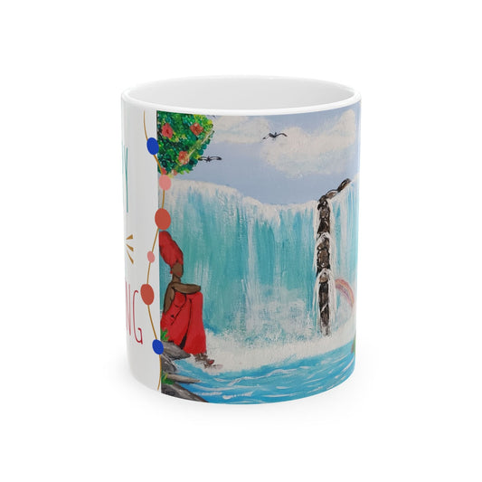 "Connected: Waterfall" Nature-Inspired Ceramic Mug - Perfect for Daily Inspiration and Brightening Your Morning