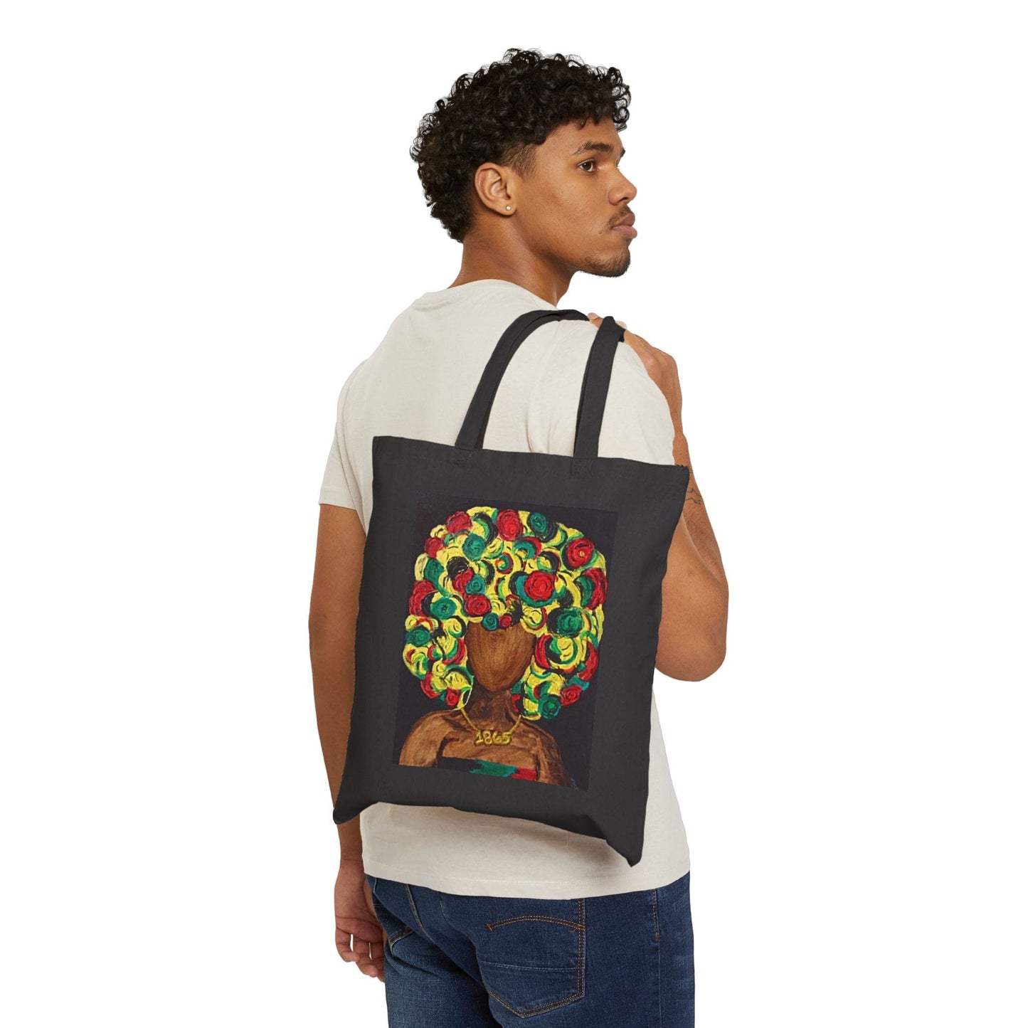 "1865" Eco-Friendly Cotton Canvas Tote Bag - Colorful Art Design for Everyday Use
