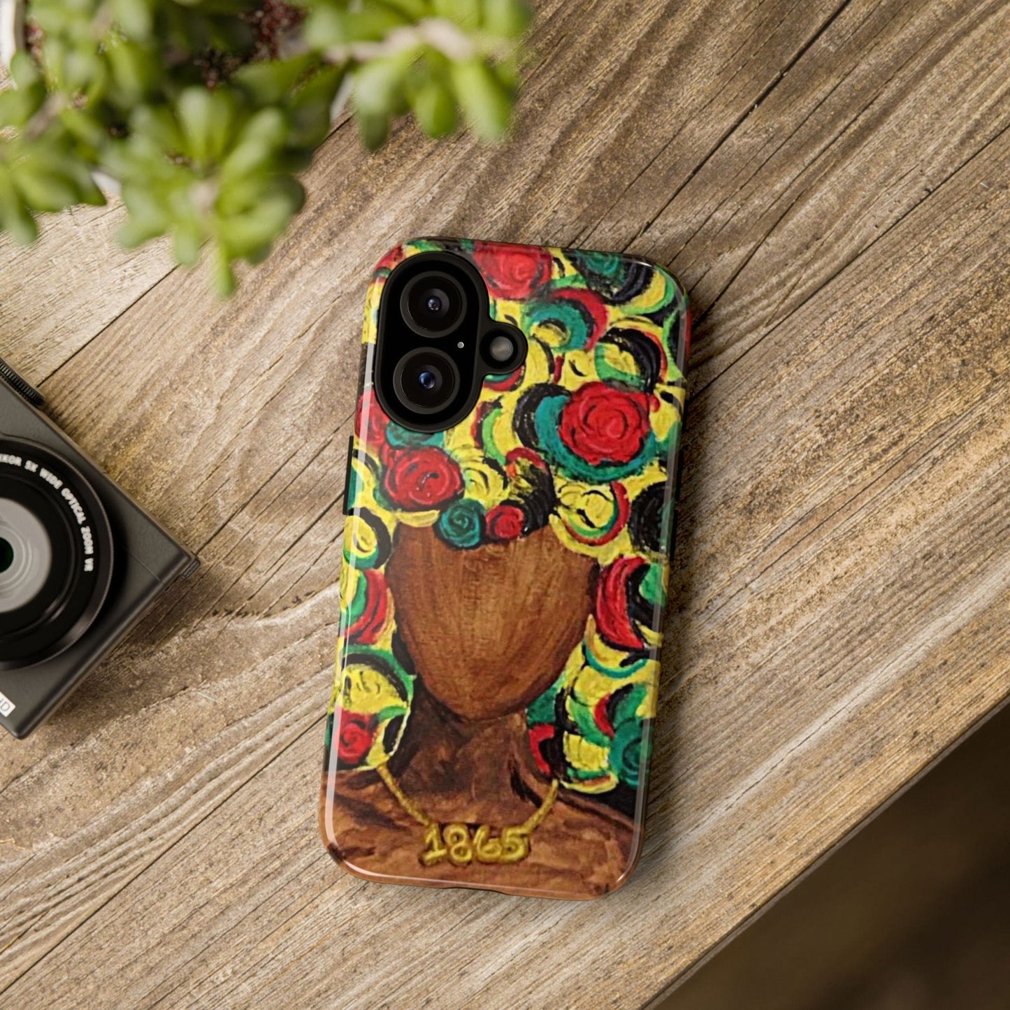 Artistic Phone Case with Colorful Floral Design | Tough Cases, Unique Gifts, Afrocentric Designs, Fashion Accessories, Phone Protection