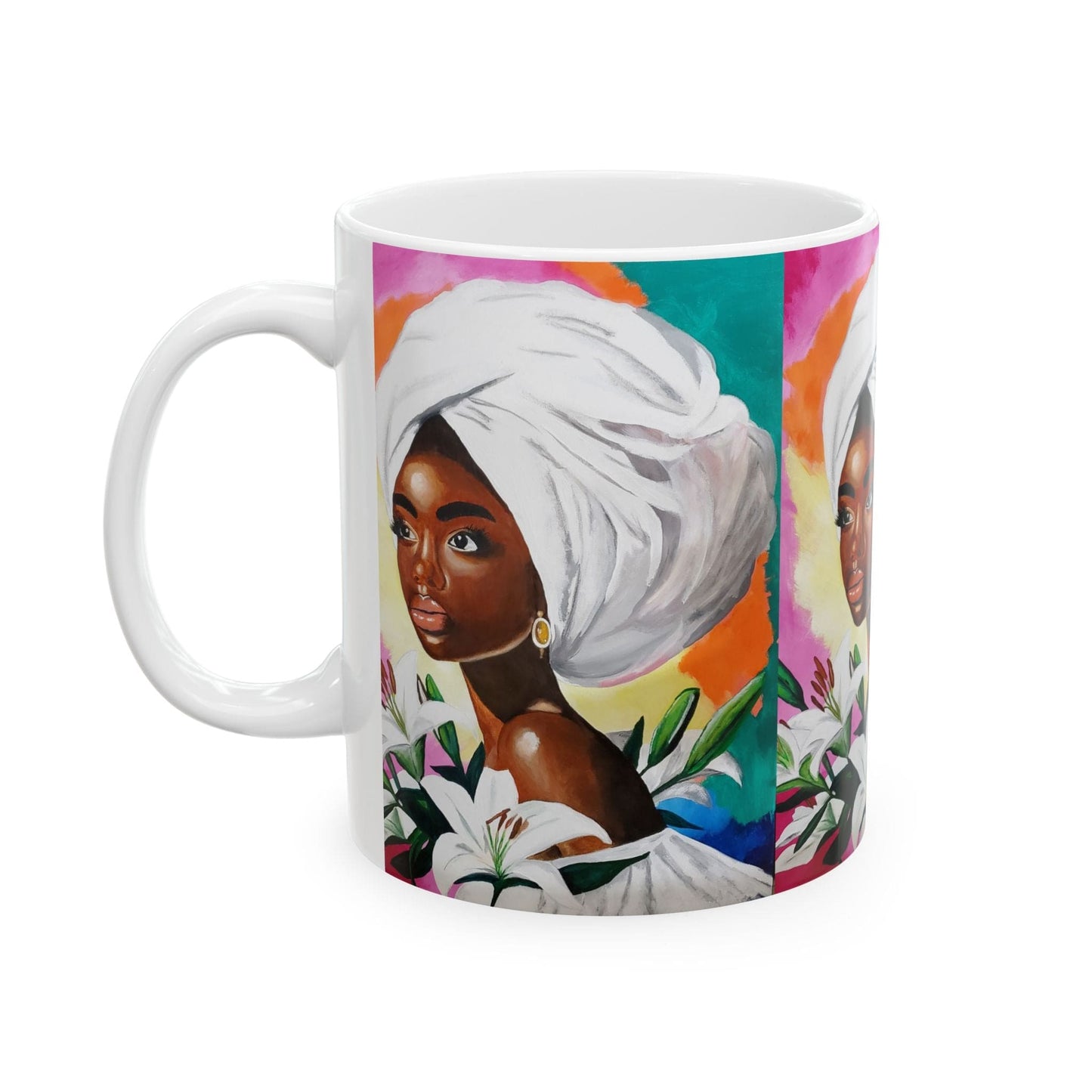"Sufficient" Elegant African American Woman Ceramic Mug - Perfect for Tea & Coffee Lovers