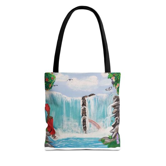 "Connected: Waterfall" Tote Bag with Waterfall Design - Eco-Friendly Stylish Carryall