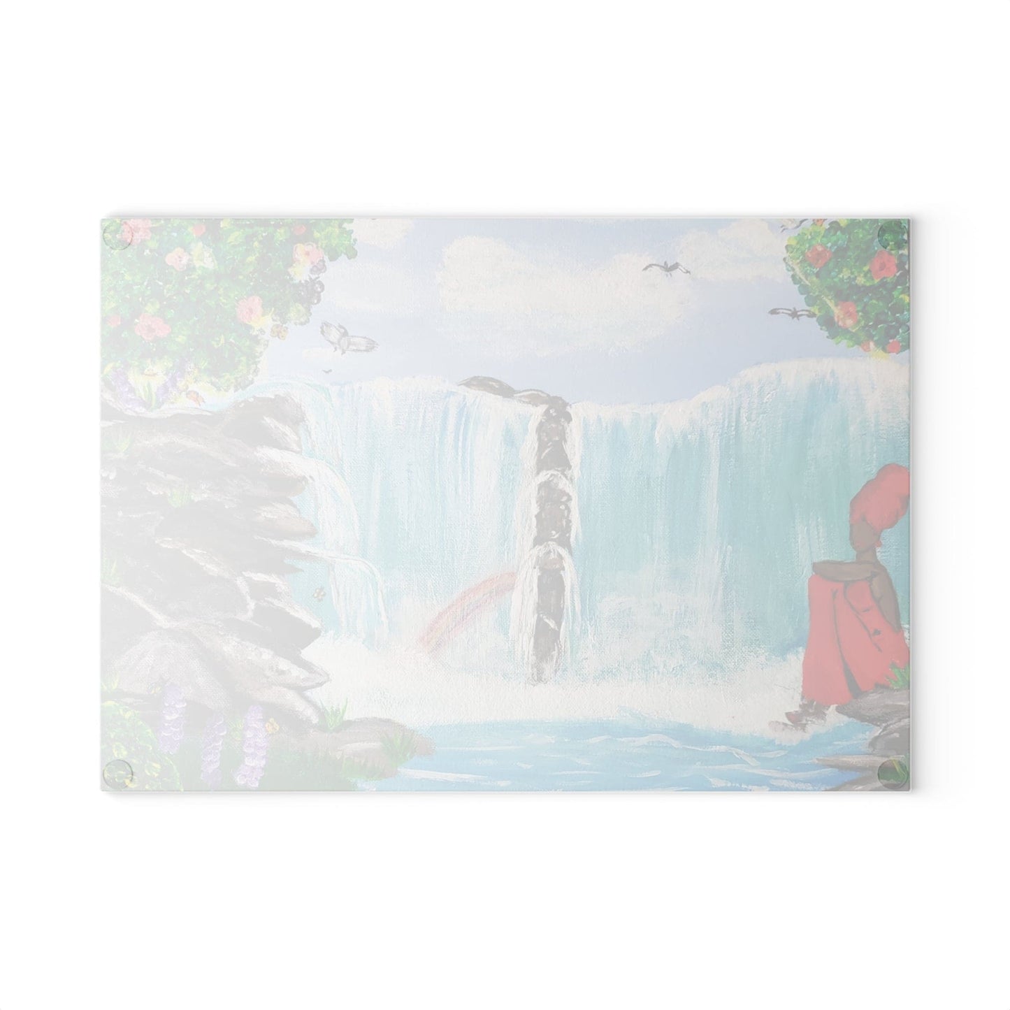 Waterfall Scene Glass Cutting Board, Kitchen Decor, Chef Gift, Housewarming, Art Glassware, Unique Cooking Accessory