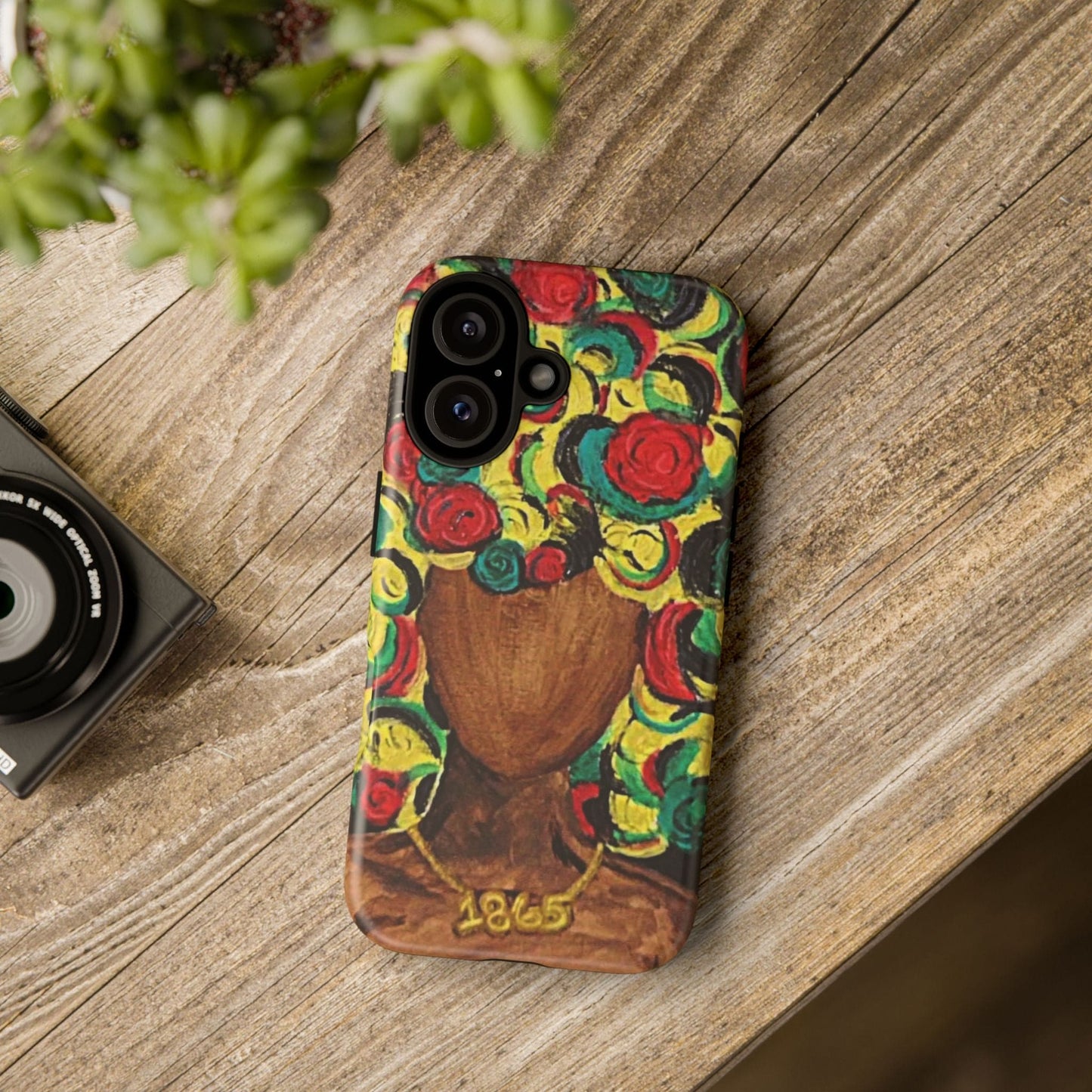 Artistic Phone Case with Colorful Floral Design | Tough Cases, Unique Gifts, Afrocentric Designs, Fashion Accessories, Phone Protection