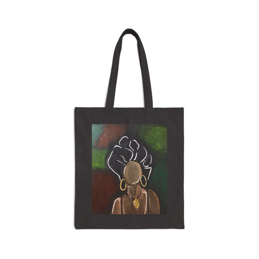 "Power" Black Cotton Canvas Tote Bag - Stylish and Eco-Friendly Fashion Statement