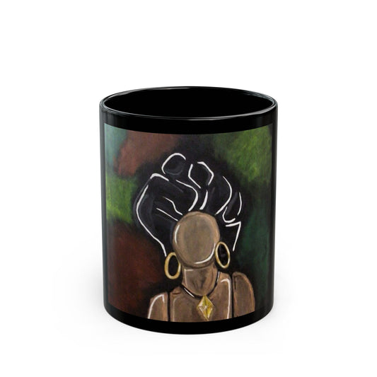 "Power" Artistic Black Mug - Empowering Woman Design | 11oz & 15oz, Perfect for Gifts