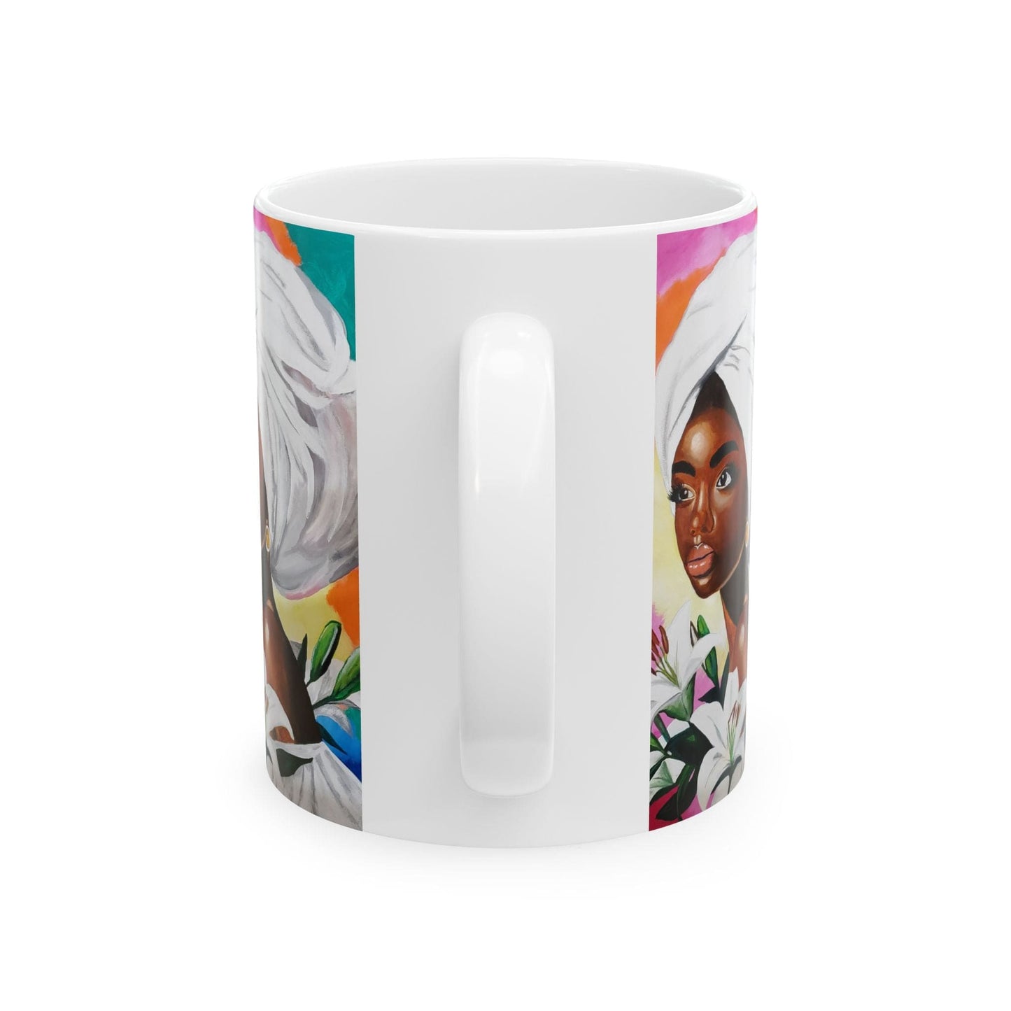 "Sufficient" Elegant African American Woman Ceramic Mug - Perfect for Tea & Coffee Lovers