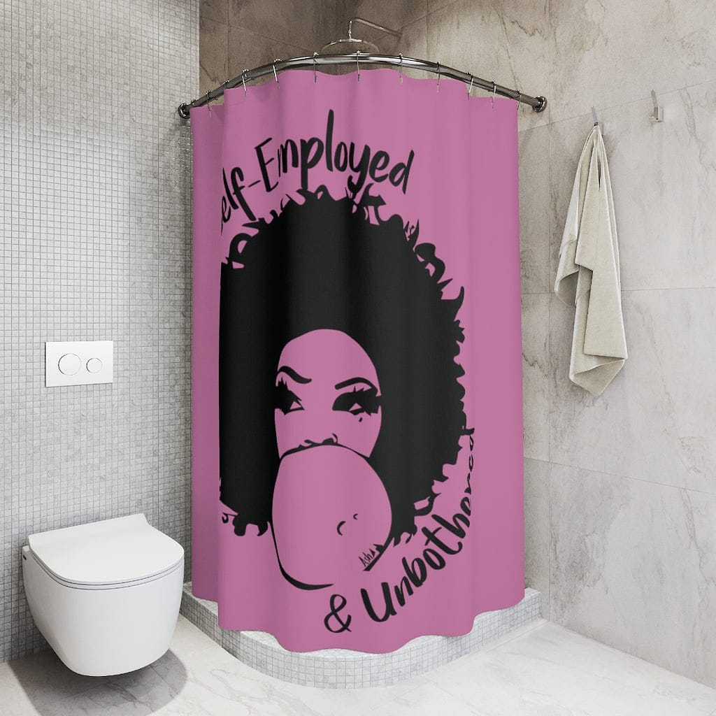 Self-Employed & Unbothered Polyester Shower Curtain - Purple - Entrepreneur Life