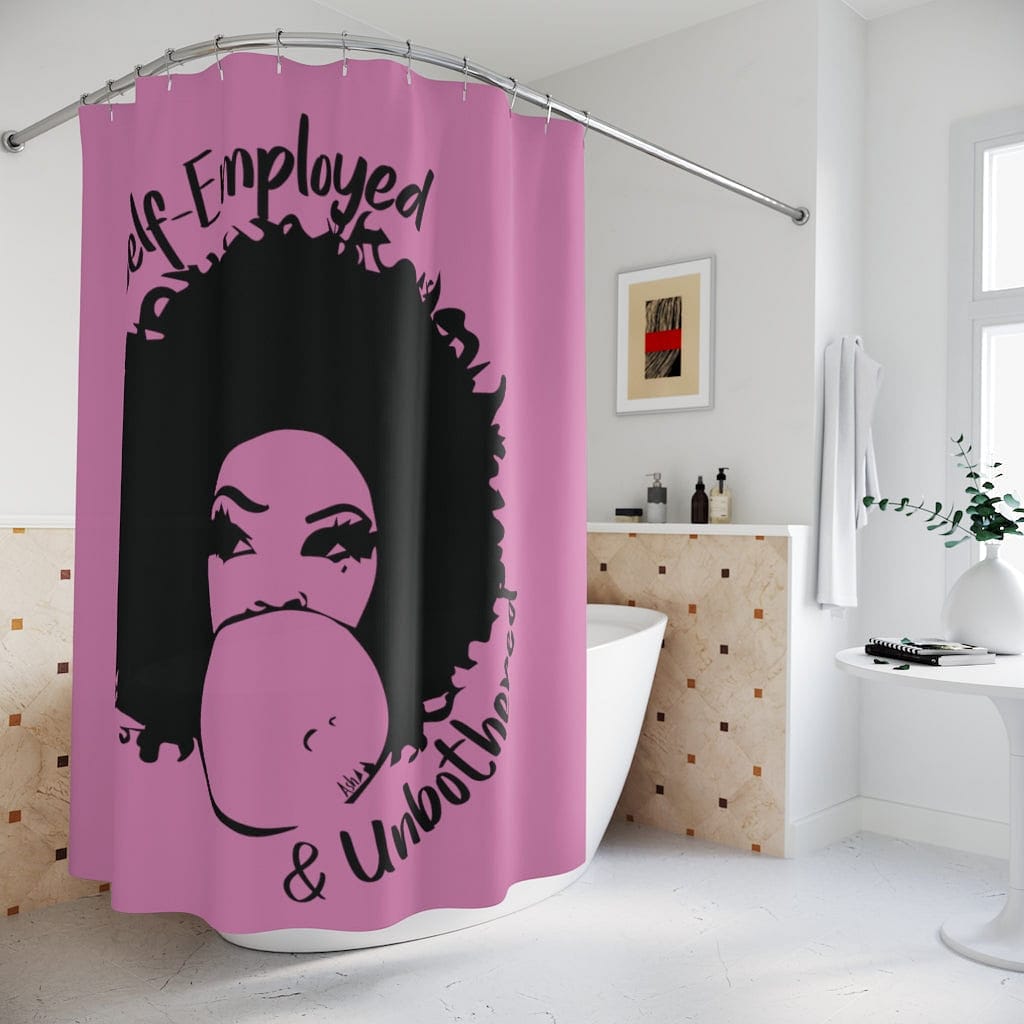 Self-Employed & Unbothered Polyester Shower Curtain - Purple - Entrepreneur Life