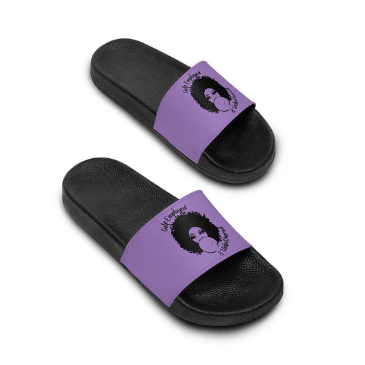 Self-Employed & Unbothered Women's Slide Sandals - Purple - Entrepreneur Life