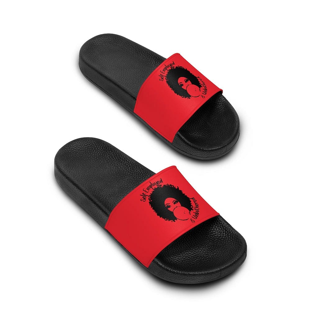 Self-Employed & Unbothered Women's Slide Sandals - Red - Entrepreneur Life