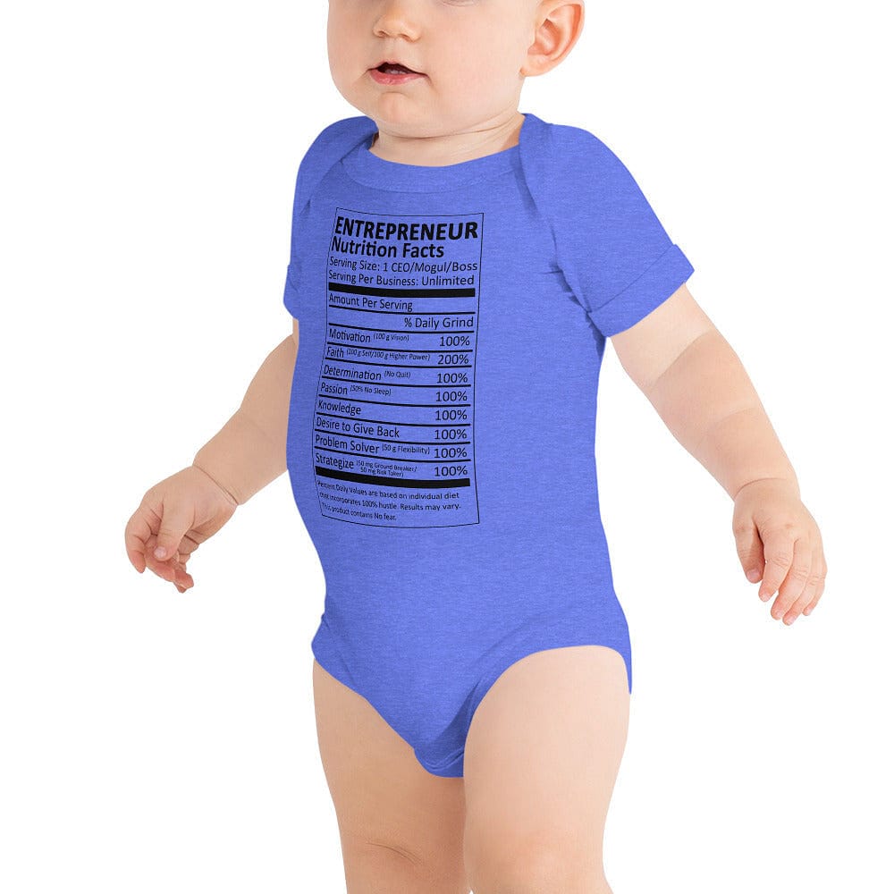 Entrepreneur Life Nutrition Facts Baby Short Sleeve One Piece - Entrepreneur Life