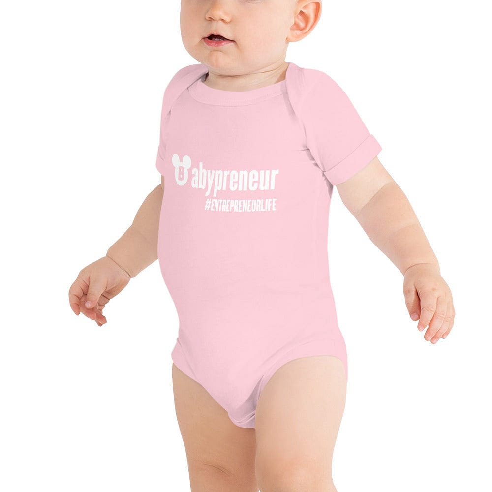 Babypreneur Baby short sleeve one piece - White Print - Entrepreneur Life