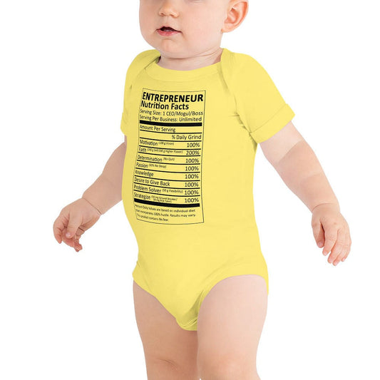 Entrepreneur Life Nutrition Facts Baby Short Sleeve One Piece - Entrepreneur Life