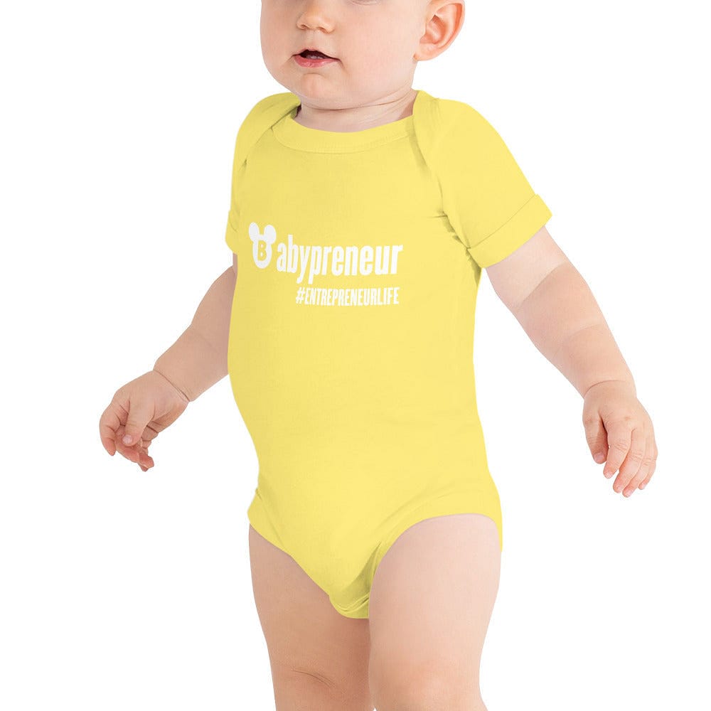 Babypreneur Baby short sleeve one piece - White Print - Entrepreneur Life