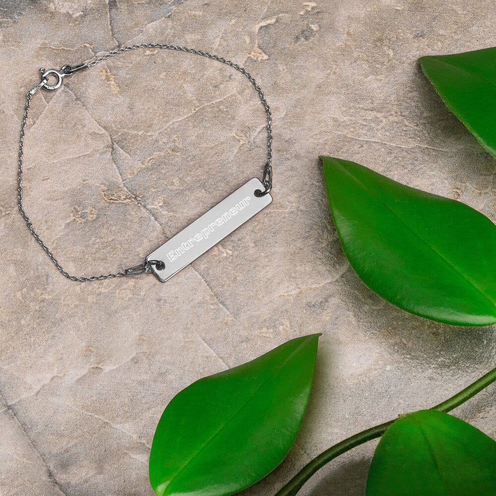 Entrepreneur Engraved Silver Bar Chain Bracelet - Entrepreneur Life