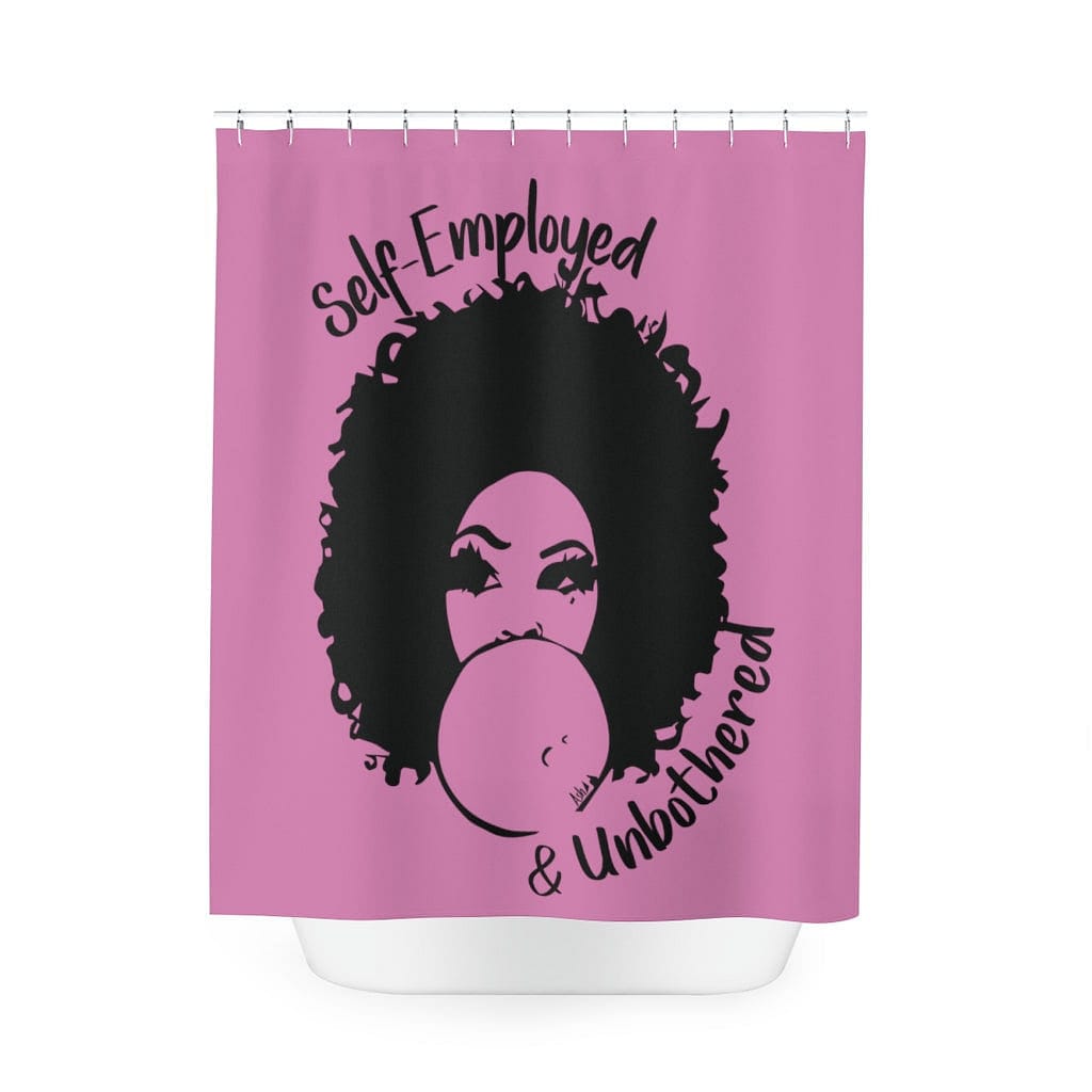 Self-Employed & Unbothered Polyester Shower Curtain - Purple - Entrepreneur Life