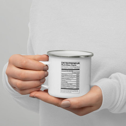 Entrepreneur Life Nutrition Facts Enamel Mug - Entrepreneur Life