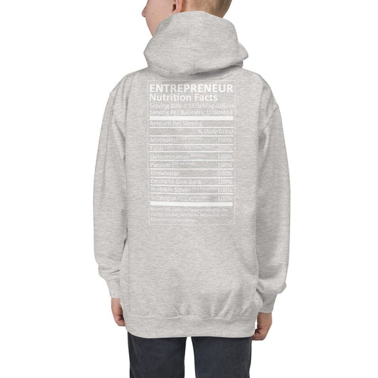 Entrepreneur Life Nutrition Facts Kids Hoodie II - Entrepreneur Life