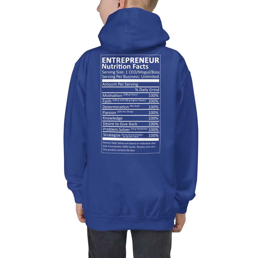 Entrepreneur Life Nutrition Facts Kids Hoodie II - Entrepreneur Life