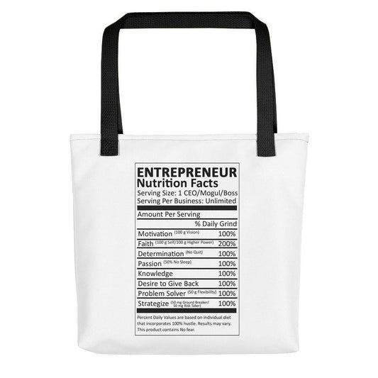 Entrepreneur Life Nutrition Facts Tote Bag - Entrepreneur Life