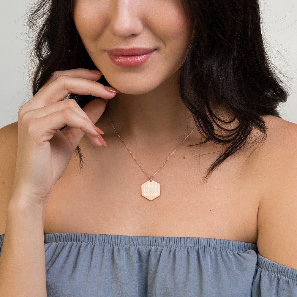 Entrepreneur Engraved Silver Hexagon Necklace - Entrepreneur Life