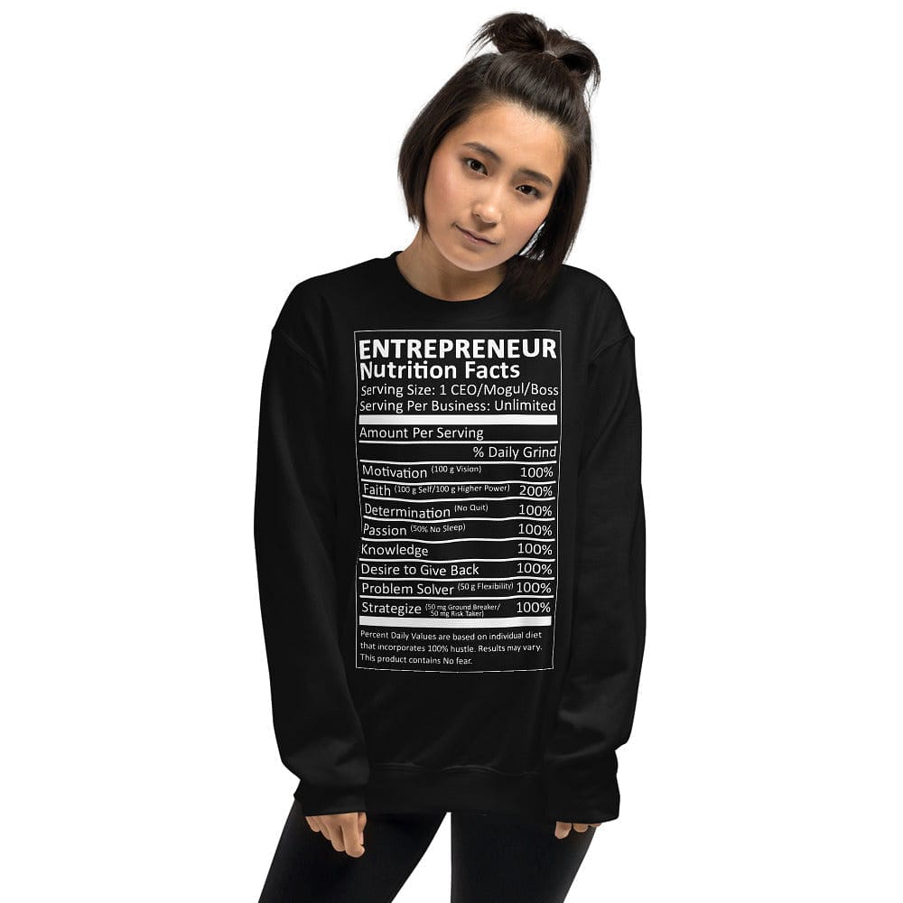 Entrepreneur Life Nutrition Facts Ladies Sweatshirt - Entrepreneur Life