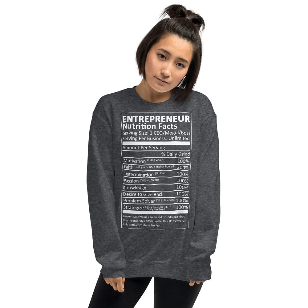 Entrepreneur Life Nutrition Facts Ladies Sweatshirt - Entrepreneur Life