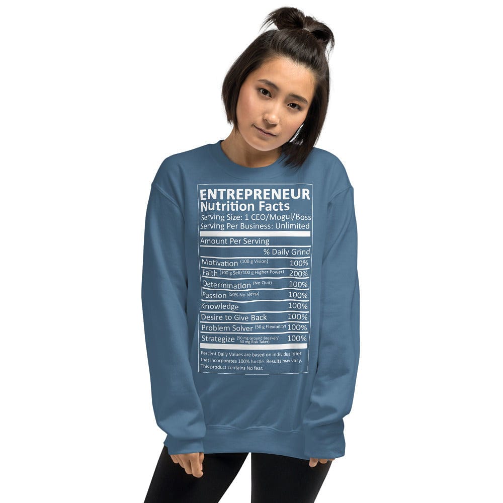 Entrepreneur Life Nutrition Facts Ladies Sweatshirt - Entrepreneur Life