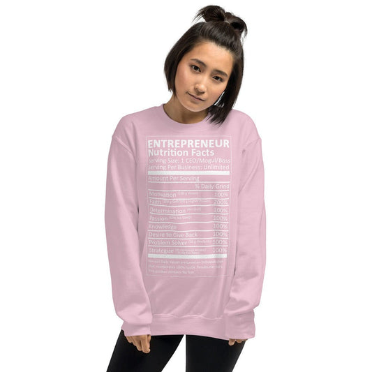 Entrepreneur Life Nutrition Facts Ladies Sweatshirt - Entrepreneur Life