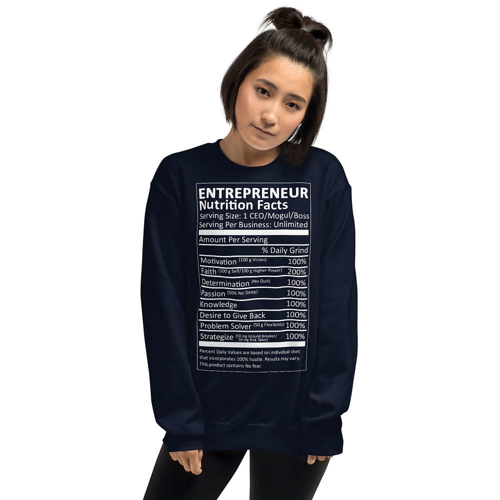 Entrepreneur Life Nutrition Facts Ladies Sweatshirt - Entrepreneur Life