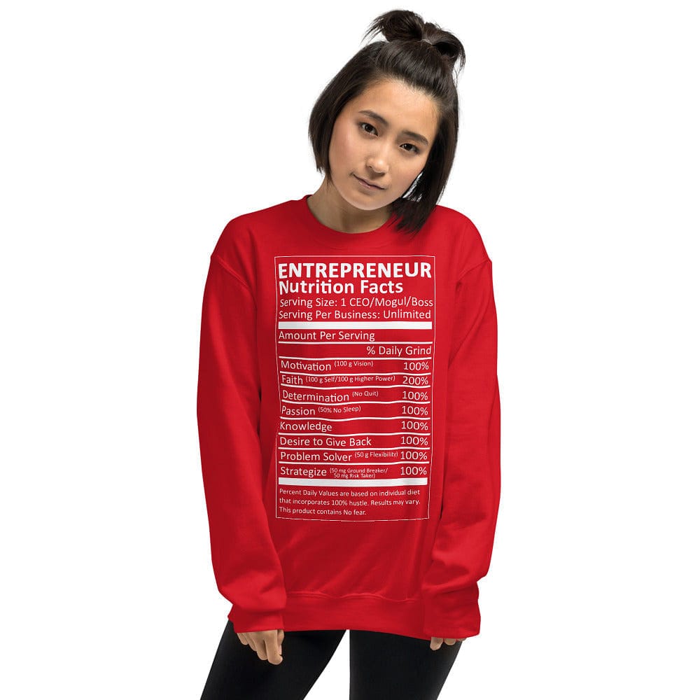 Entrepreneur Life Nutrition Facts Ladies Sweatshirt - Entrepreneur Life