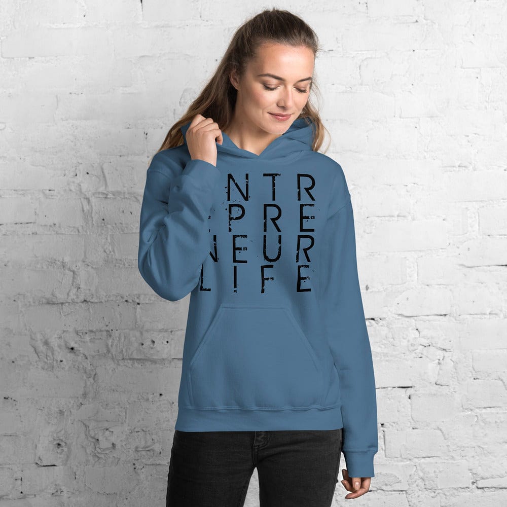 Entrepreneur Life Logo Ladies Hoodie - Black Print - Entrepreneur Life