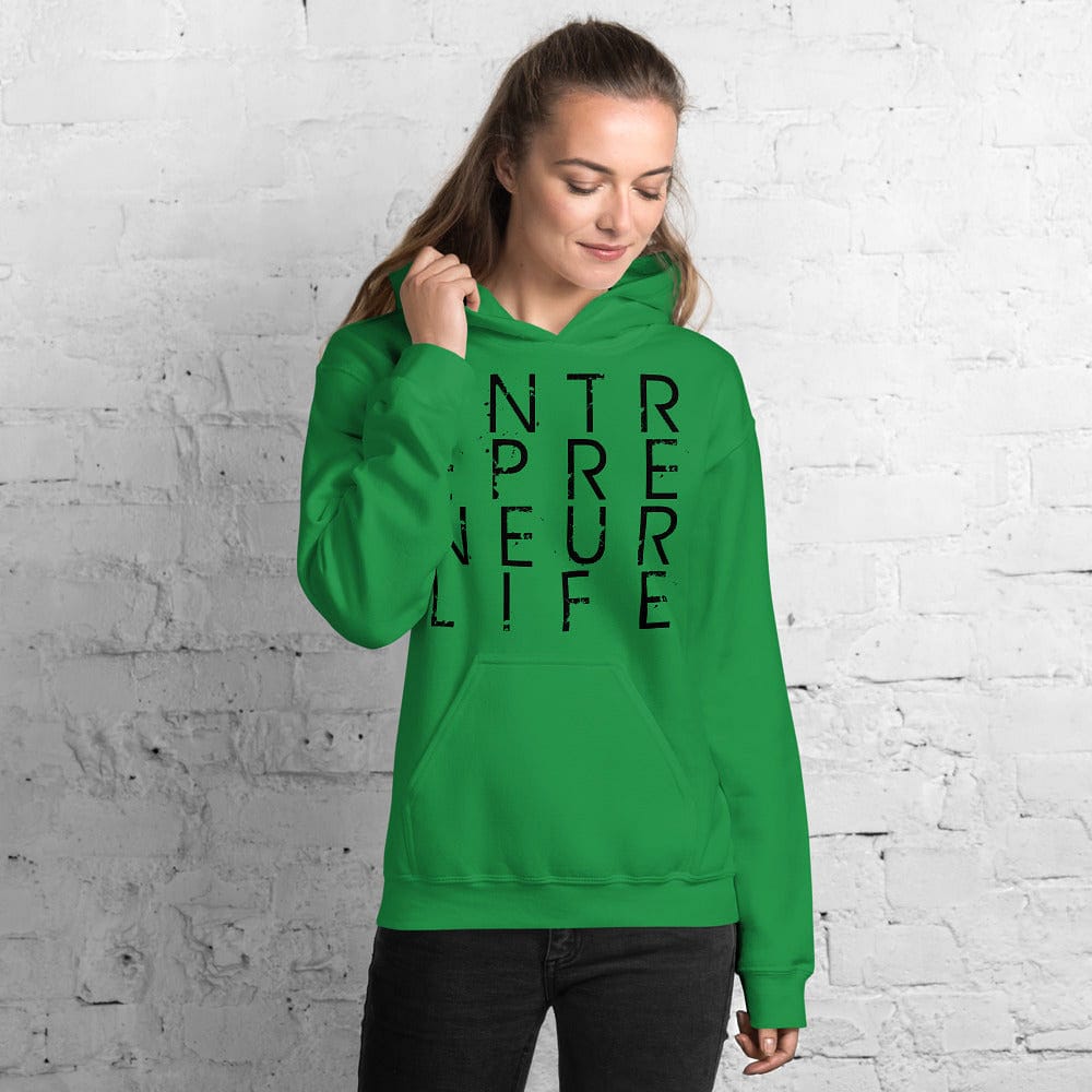 Entrepreneur Life Logo Ladies Hoodie - Black Print - Entrepreneur Life