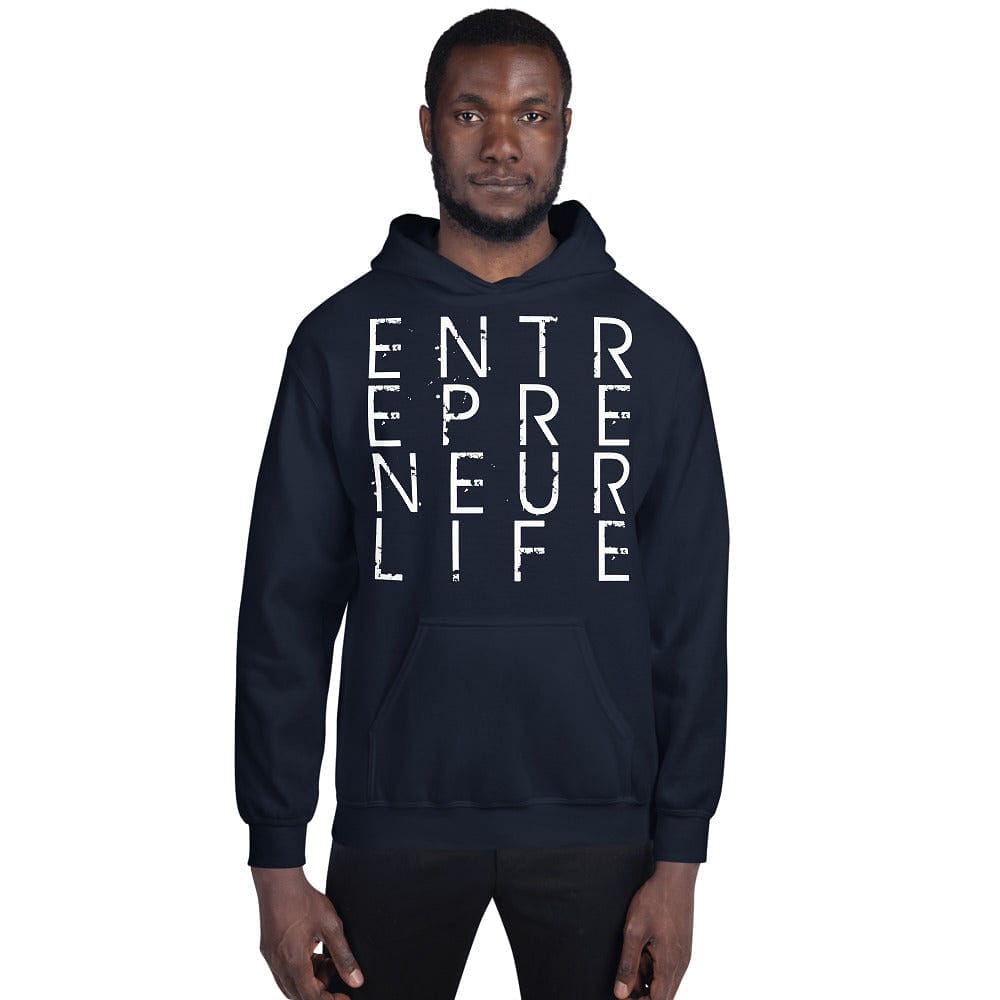 Entrepreneur Life Logo Unisex Hoodie - White Print - Entrepreneur Life