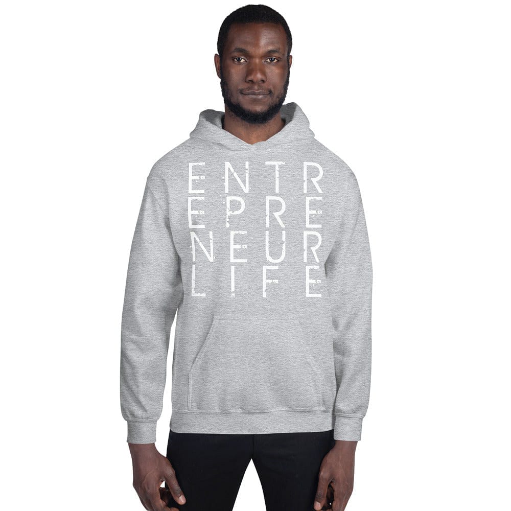 Entrepreneur Life Logo Unisex Hoodie - White Print - Entrepreneur Life