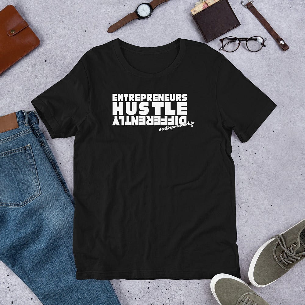 Hustle (white print) Short-Sleeve Unisex T-Shirt - Entrepreneur Life