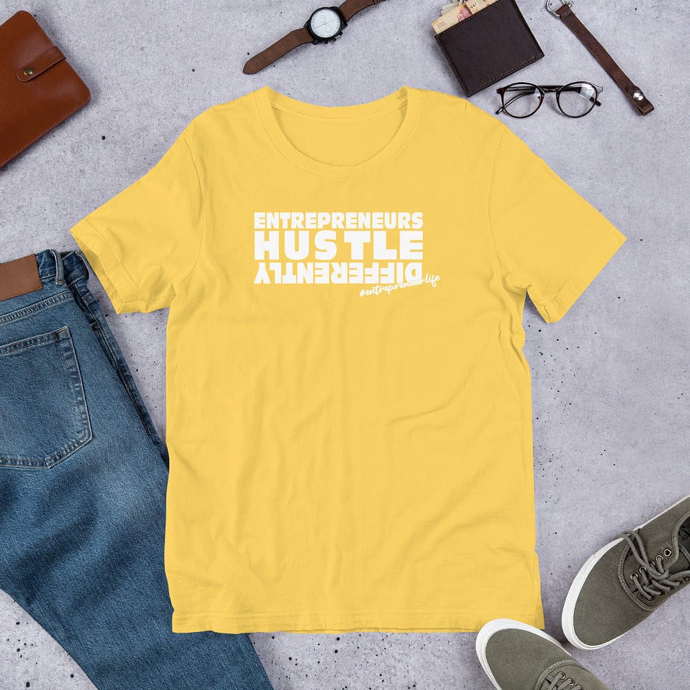 Hustle (white print) Short-Sleeve Unisex T-Shirt - Entrepreneur Life