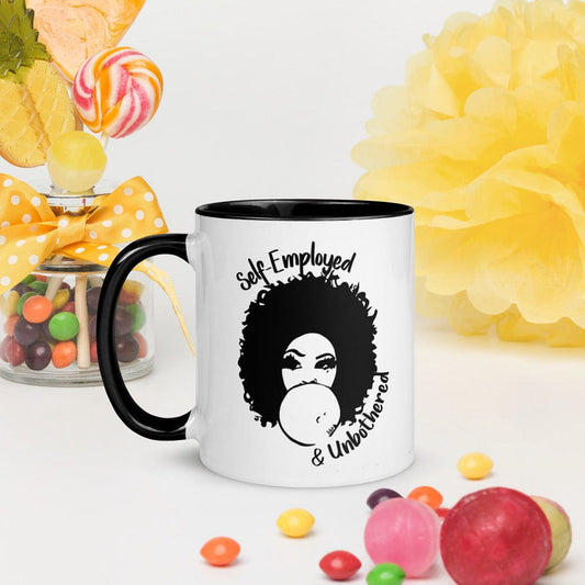 Self-Employed & Unbothered Mug with Color Inside - Entrepreneur Life