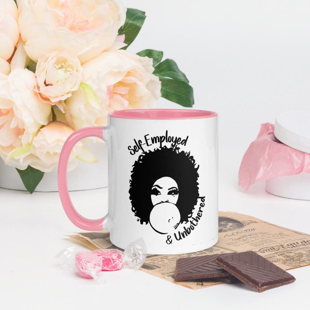 Self-Employed & Unbothered Mug with Color Inside - Entrepreneur Life