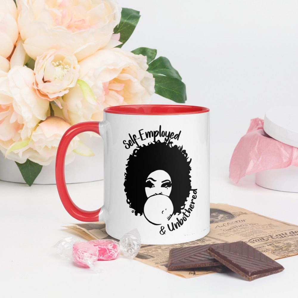 Self-Employed & Unbothered Mug with Color Inside - Entrepreneur Life