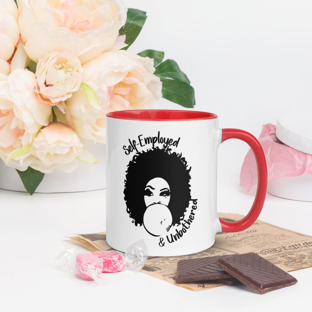 Self-Employed & Unbothered Mug with Color Inside - Entrepreneur Life