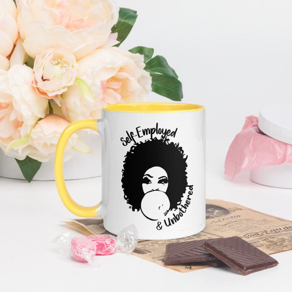 Self-Employed & Unbothered Mug with Color Inside - Entrepreneur Life