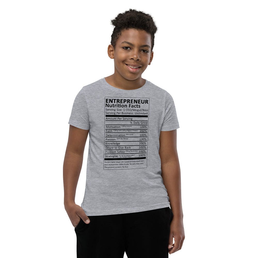Entrepreneur Life Nutrition Facts Youth Short Sleeve T-Shirt - Entrepreneur Life