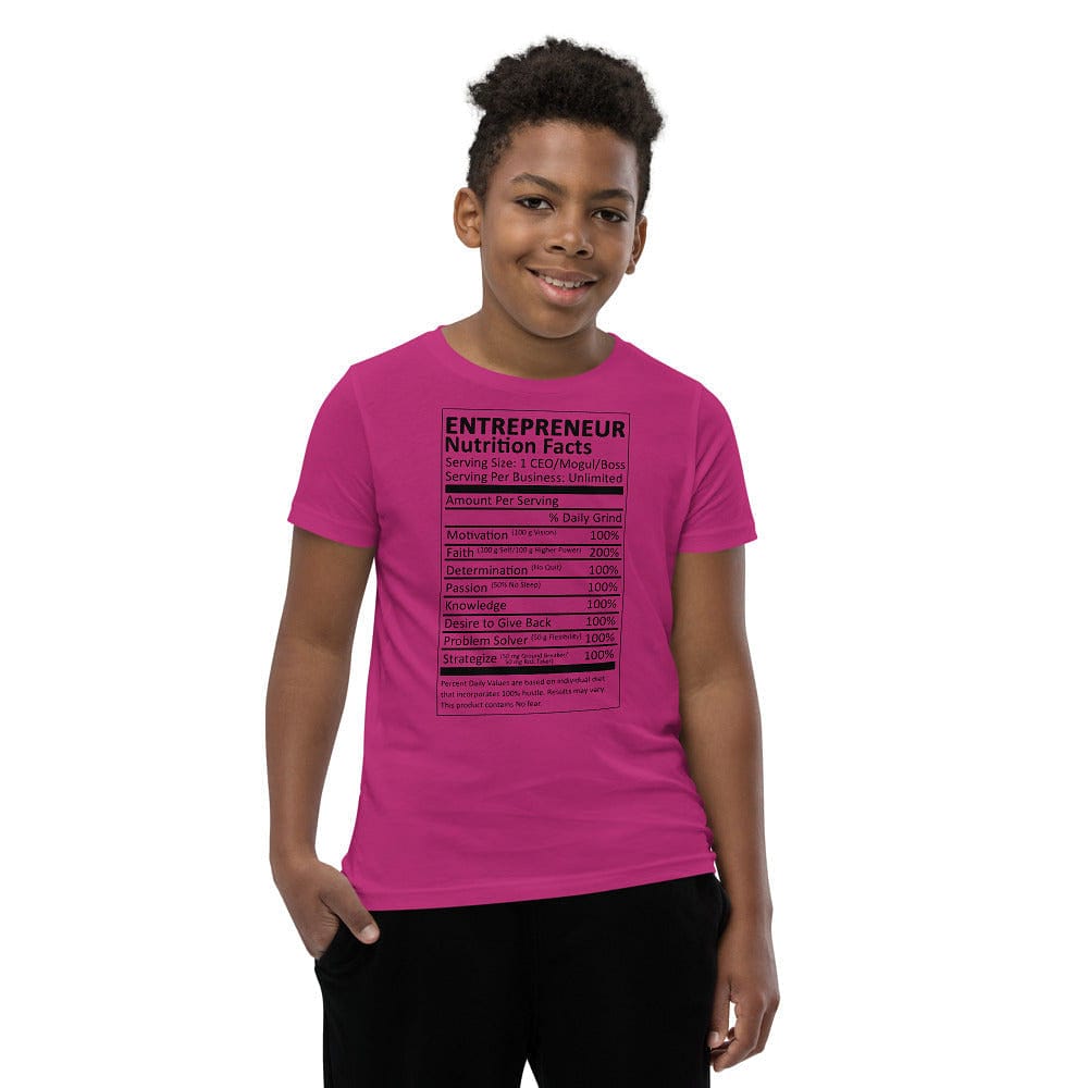 Entrepreneur Life Nutrition Facts Youth Short Sleeve T-Shirt - Entrepreneur Life