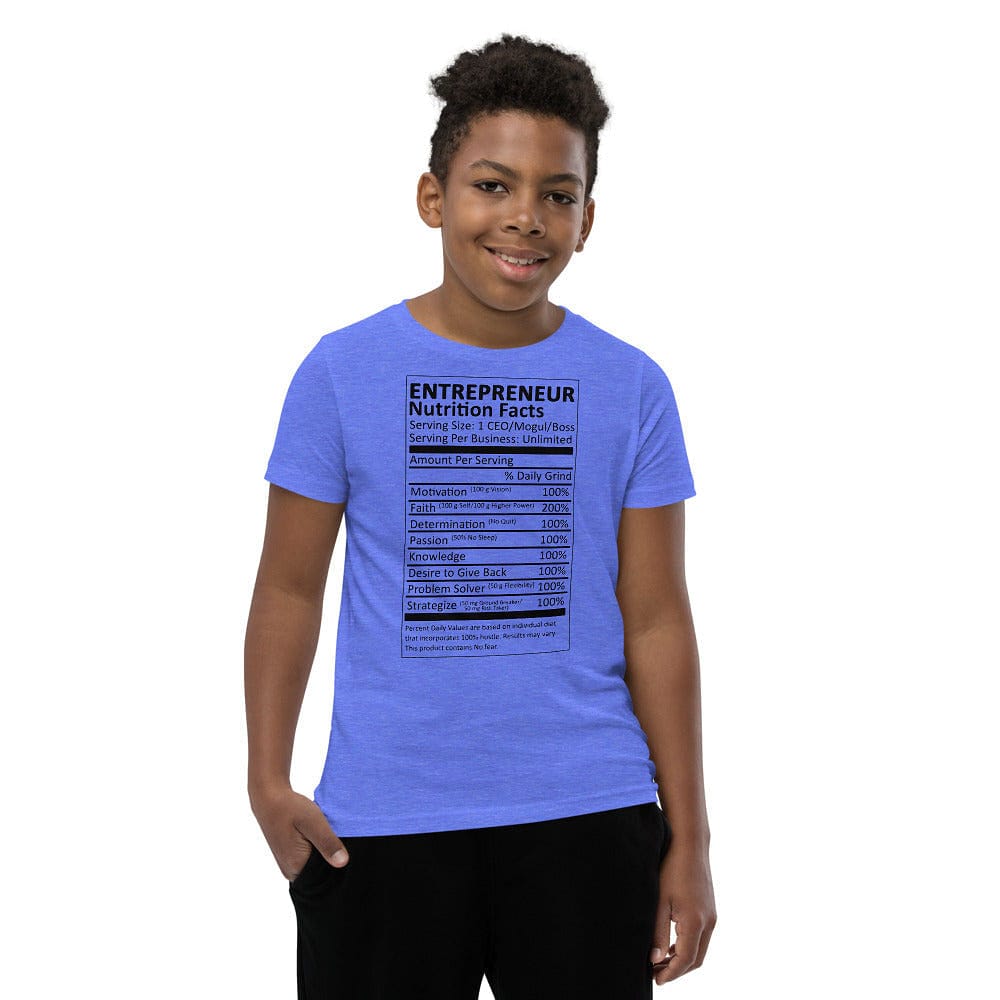Entrepreneur Life Nutrition Facts Youth Short Sleeve T-Shirt - Entrepreneur Life