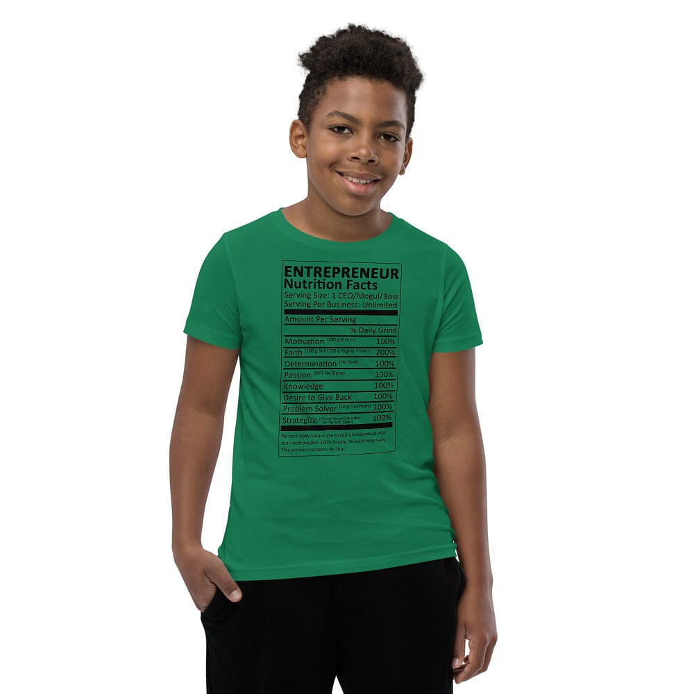 Entrepreneur Life Nutrition Facts Youth Short Sleeve T-Shirt - Entrepreneur Life